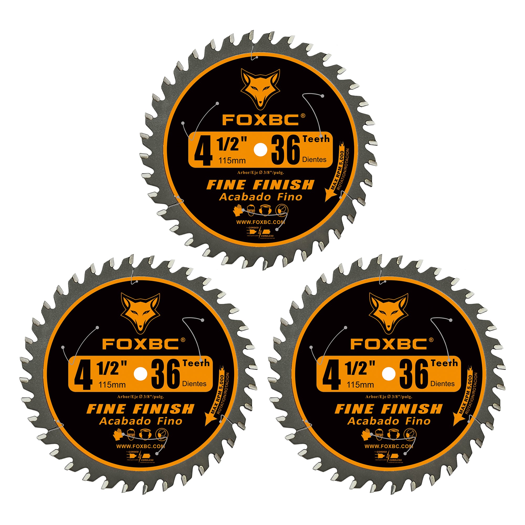 FOXBC 4-1/2 Inch 36 Tooth Trim Circular Saw Blade Fine Finish Wood Cutting with 3/8-Inch Arbor