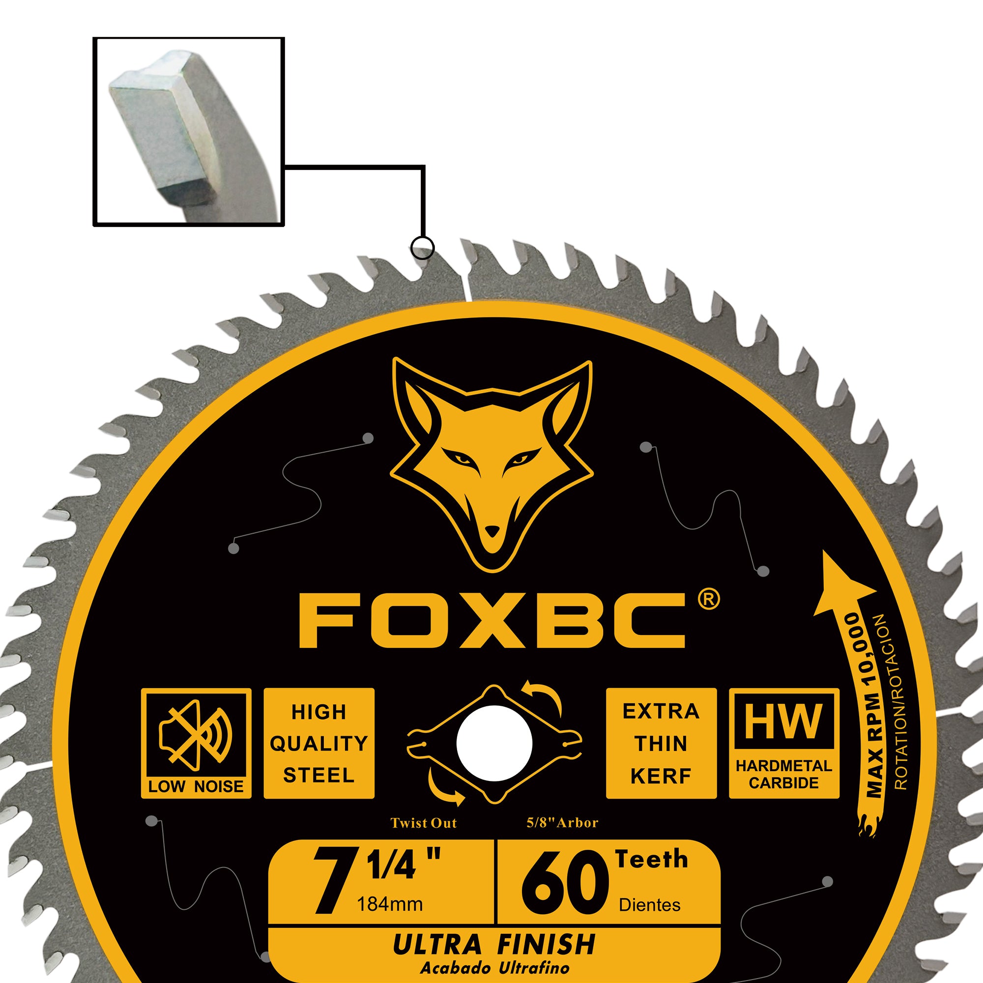 FOXBC 7-1/4" Circular Saw Blade 60-Tooth Replacement for Freud Diablo D0760A D0760X, DeWalt DWA171460