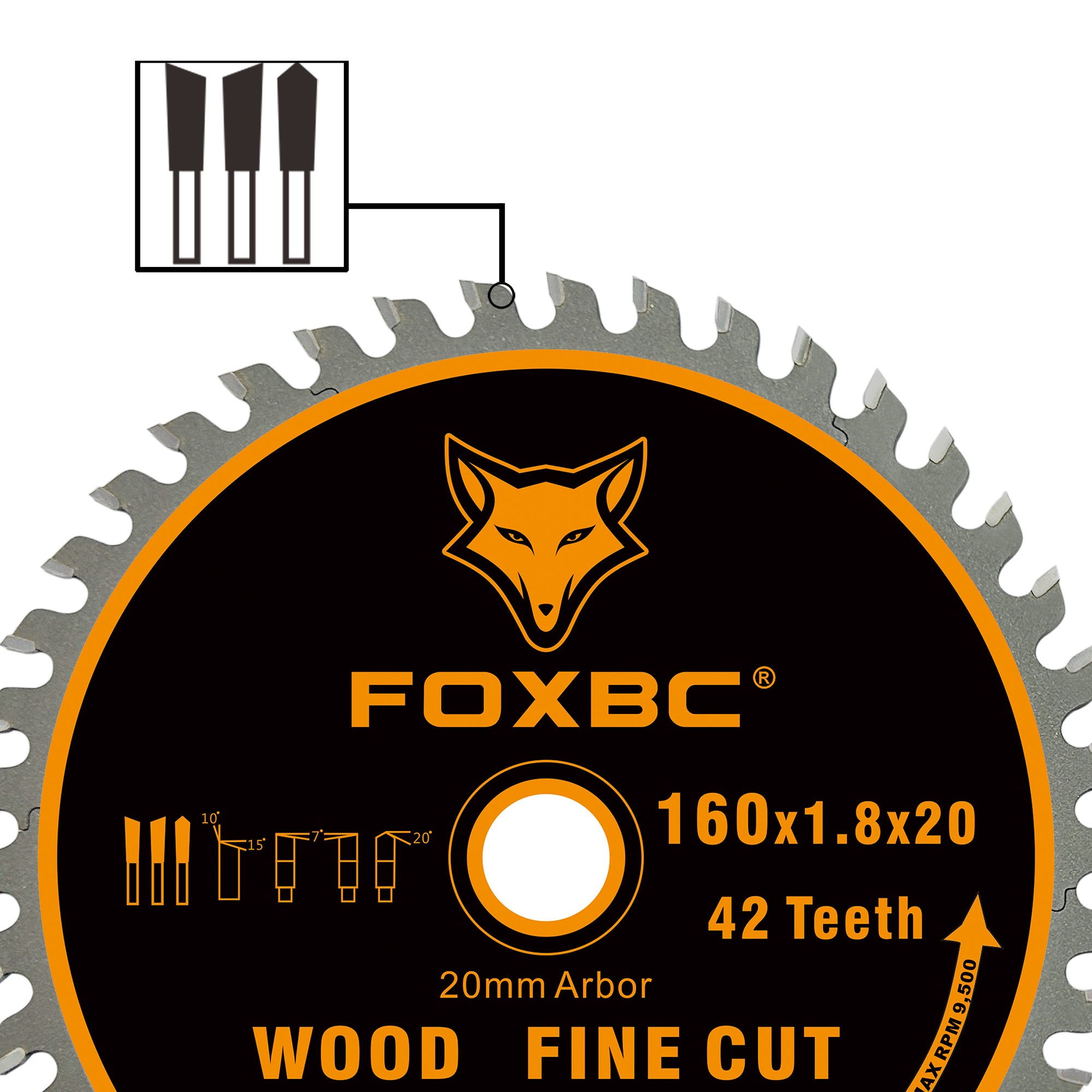 FOXBC 205561 Track Saw Blade 160x1,8x20mm WD42 Tooth Wood Fine Cut for Festool TS 55 F, TSC 55 K, HK 55 and HKC 55