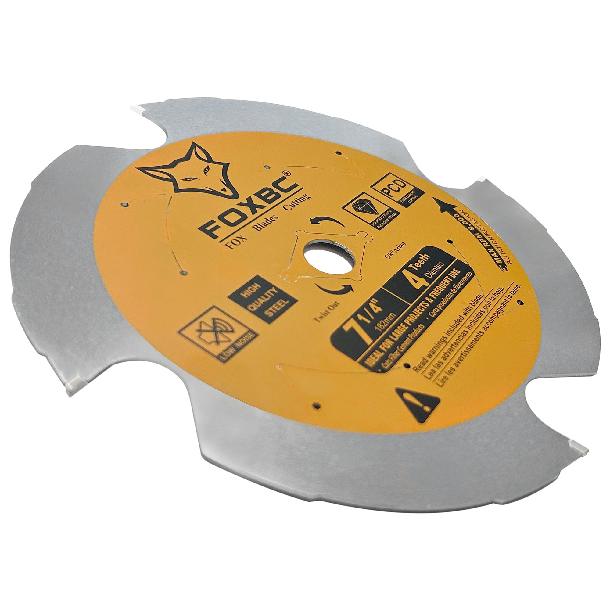 FOXBC 7-1/4 inch 4 Tooth Polycrystalline Diamond (PCD) Fiber Cement Saw Blade, 5/8 Arbor