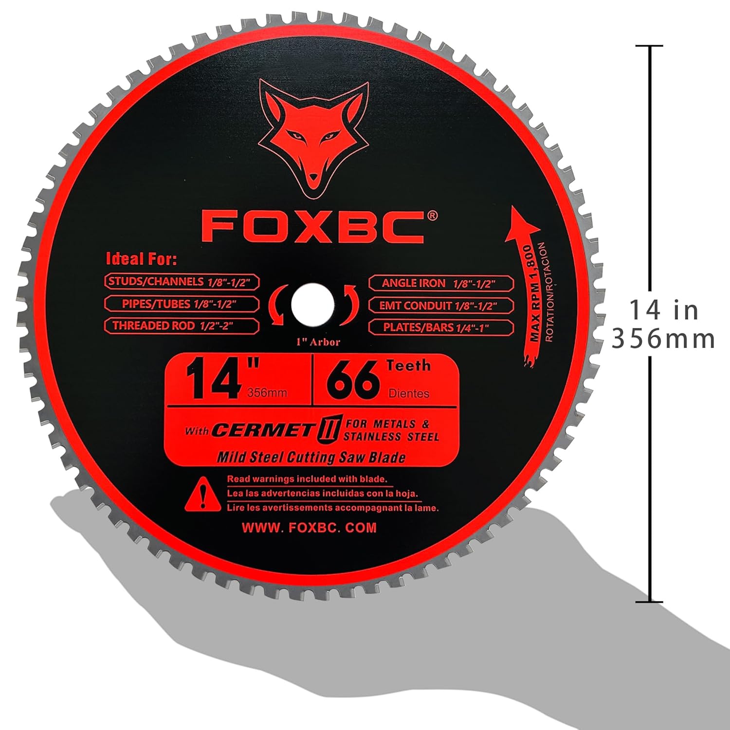 FOXBC 14 Inch Metal Steel Cutting Saw Blade 66 Tooth for Evolution 14 Inch Saw and Other, Cermel Carbide Up to 5X Longer Life