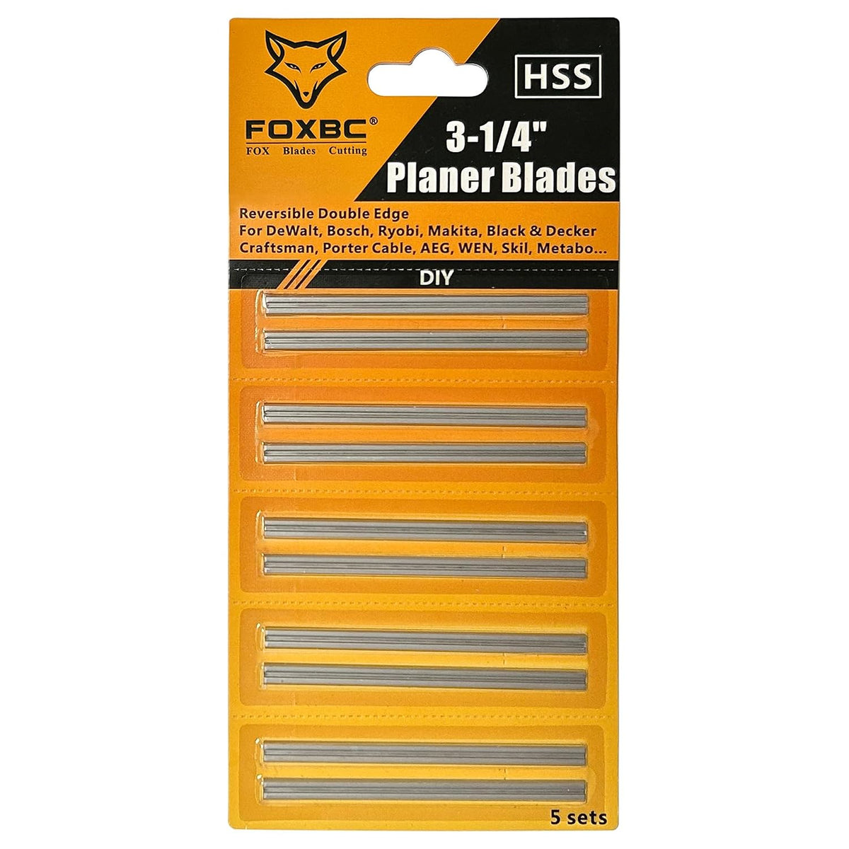 FOXBC 3-1/4 Inch Planer Blades Replacement for DeWalt, Makita, Bosch, Wen 6530, Ryobi, Craftsman and More 3-1/4 Hand Portable Planers - HSS, Carbide - 20 Pack