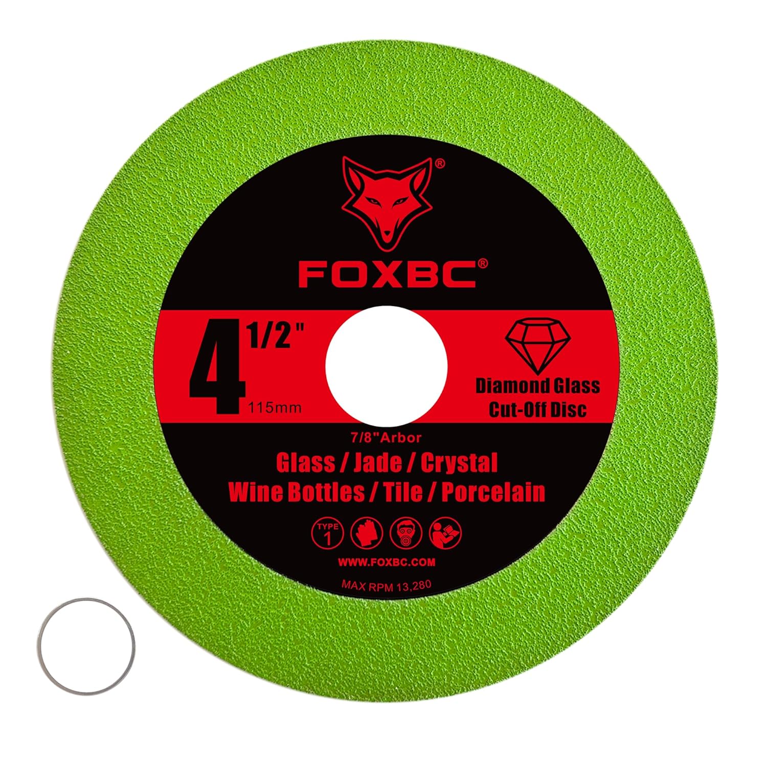 FOXBC 4-1/2 Inch Glass Cutting Disc for Angle Grinders, Diamond Saw Blades Wheel Multi-Material for Grinding Ceramic, Crystal, Tile, Wine Bottle, 7/8" Arbor - 3 Pack