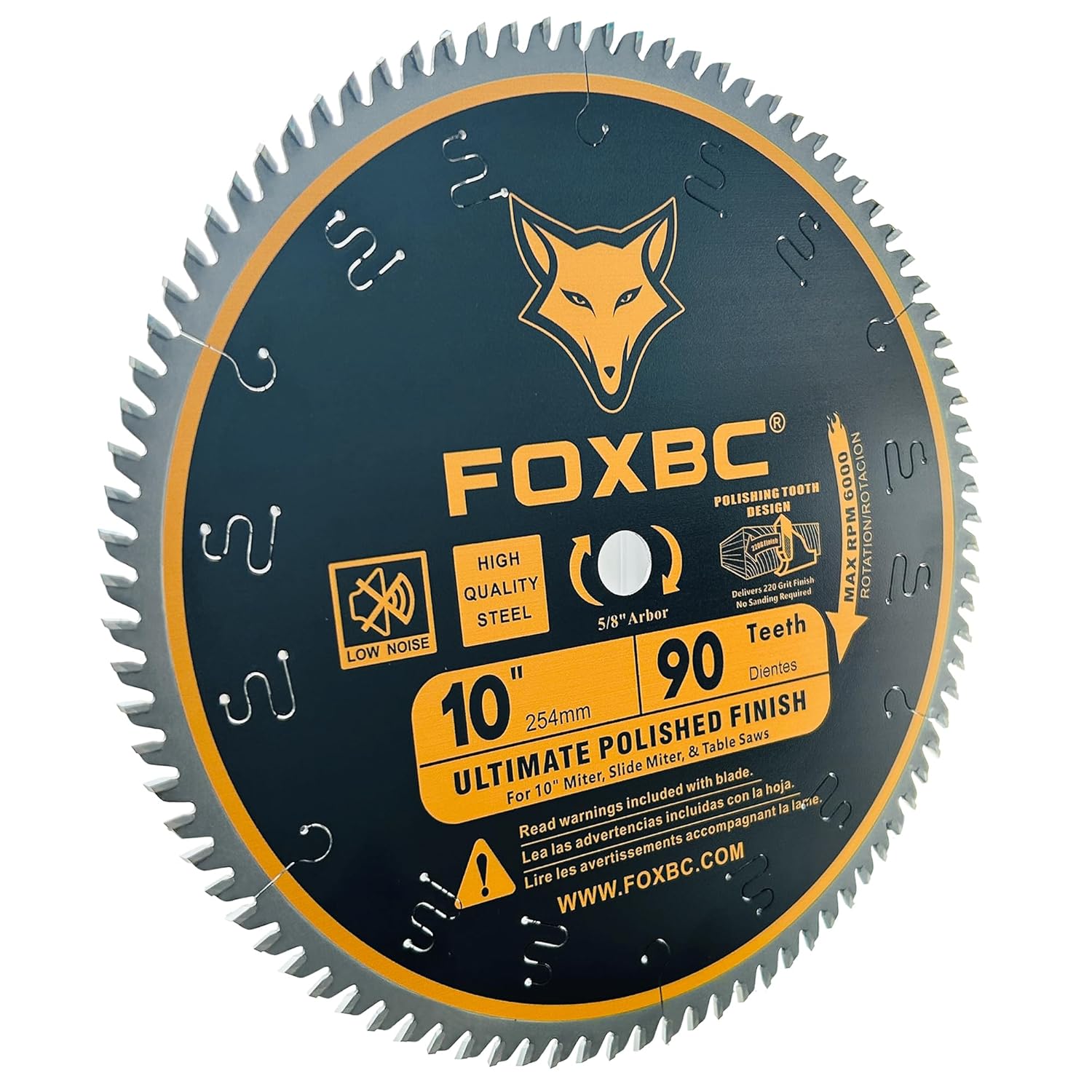 FOXBC 10-Inch Saw Blade 90-Teeth Ultimate Polished Finish Saw Blade for Wood, 5/8-Inch Arbor