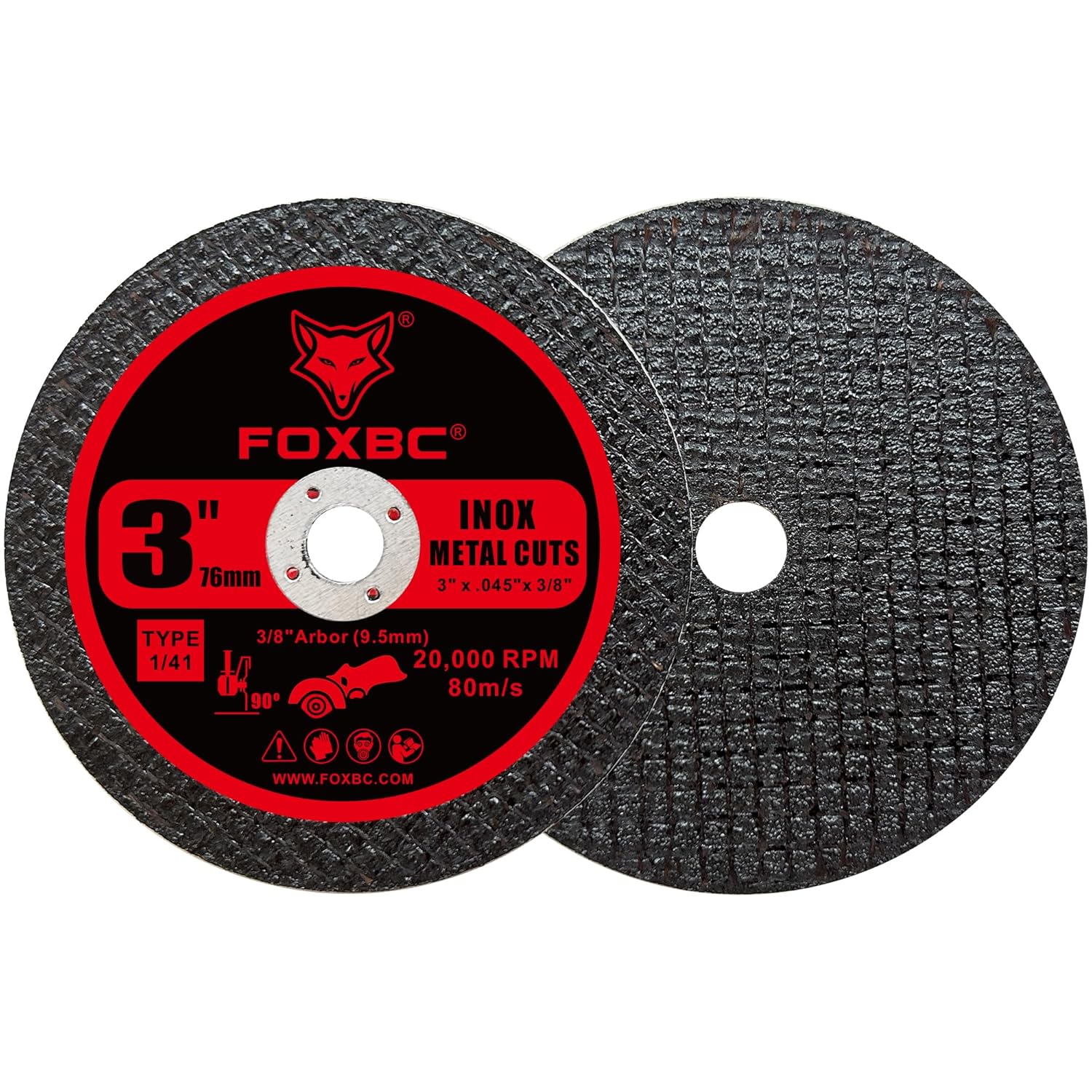 FOXBC 3 Inch Cut Off Wheel Discs, Metal & Stainless Steel Cutting Disc for Die Grinder, 3” x 3/64” x 3/8” - 50 Pack