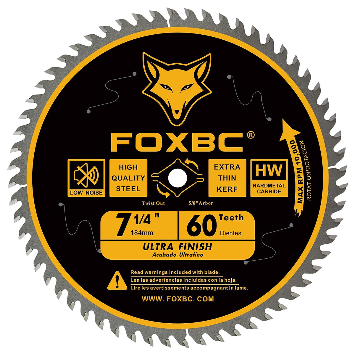 FOXBC 7-1/4 Inch Circular Saw Blade 40T 60T Combo Pack, Ultra Fine Finish for Wood Cutting, Thin-Kerf with 5/8" Arbor