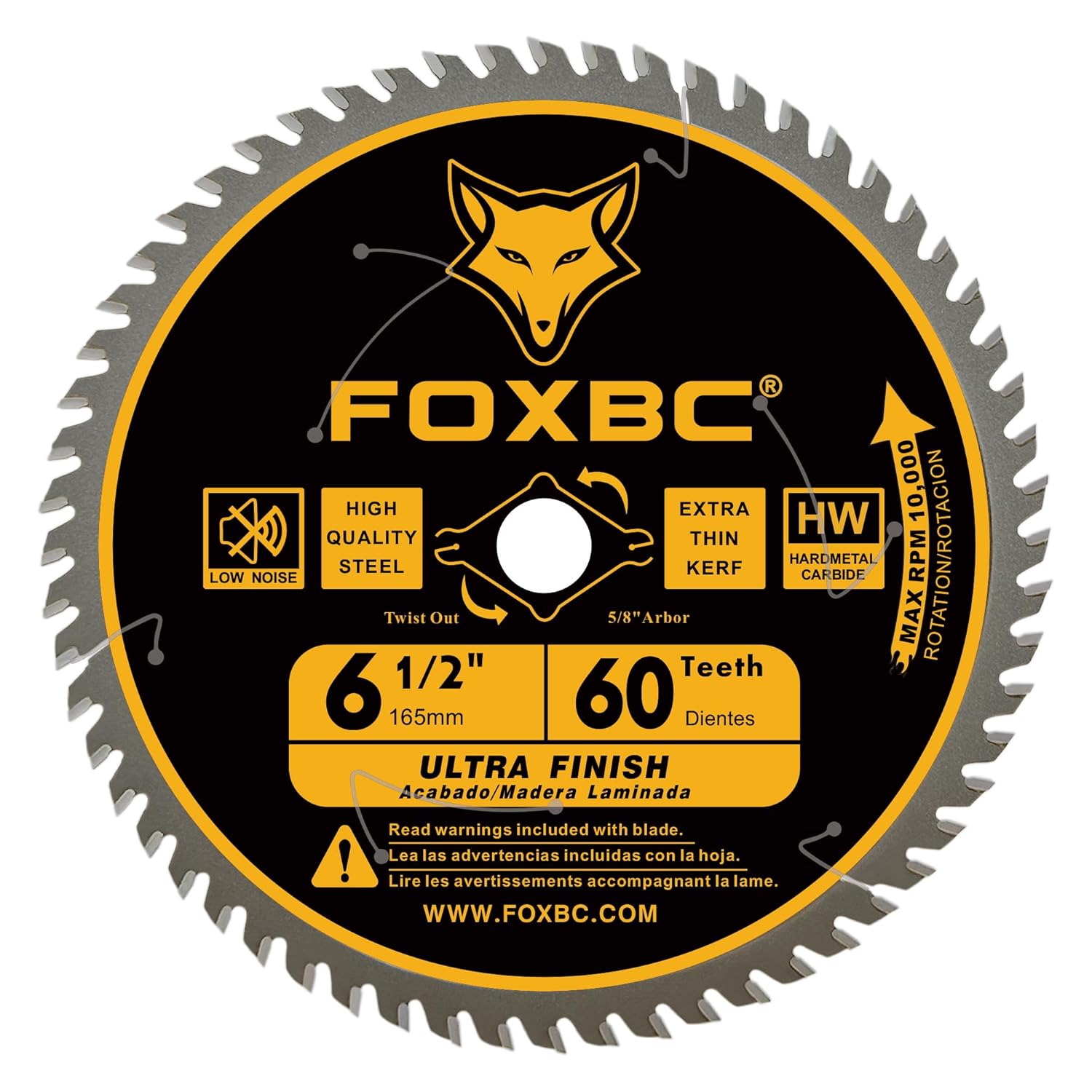 FOXBC 6-1/2 inch Circular Saw Blade 24T 40T 60T Combo Pack, Ultra Fine Finish for Wood Cutting, Thin-Kerf with 5/8" Arbor