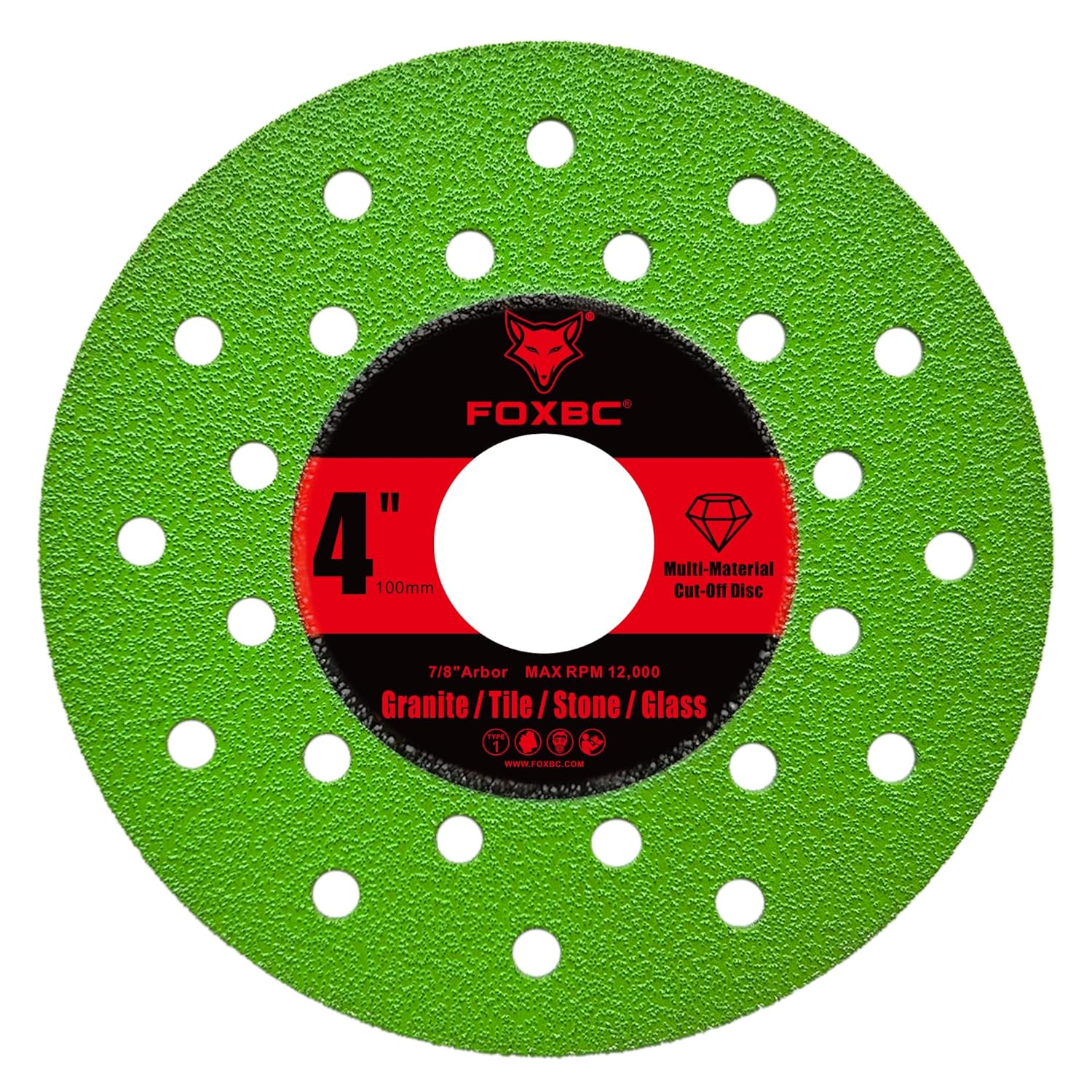 FOXBC 4 inch Diamond Rock Slab Grinding Cut Off Multi-Material Disc for Angle Grinder, for Granite, Marble, Tile, Stone, Glass, 7/8" Arbor - 3 Pack