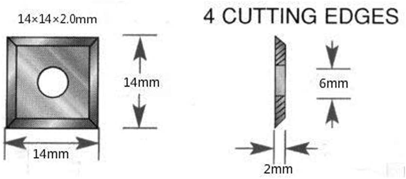 14mm Carbide Spiral Cutterhead Insert for CRAFTEX KING GRIZZLY SHOPFOX spiral cutterhead jointers and planers - 10 Pack