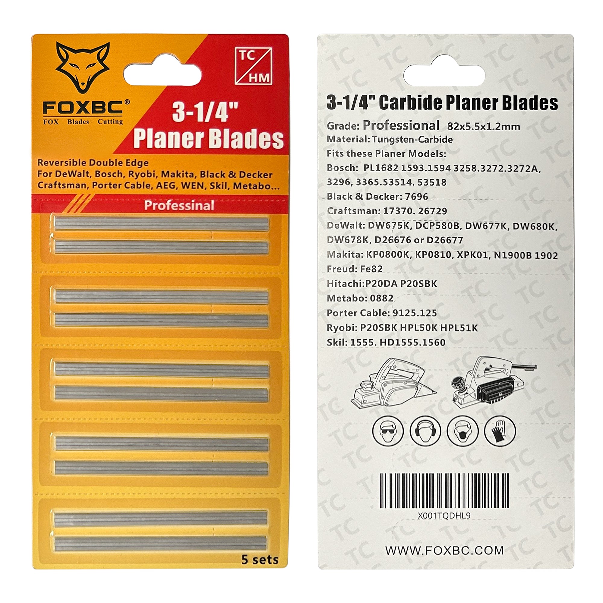 3-1/4 Inch 82mm Reversible Carbide Planer Blades for Portable Hand planer