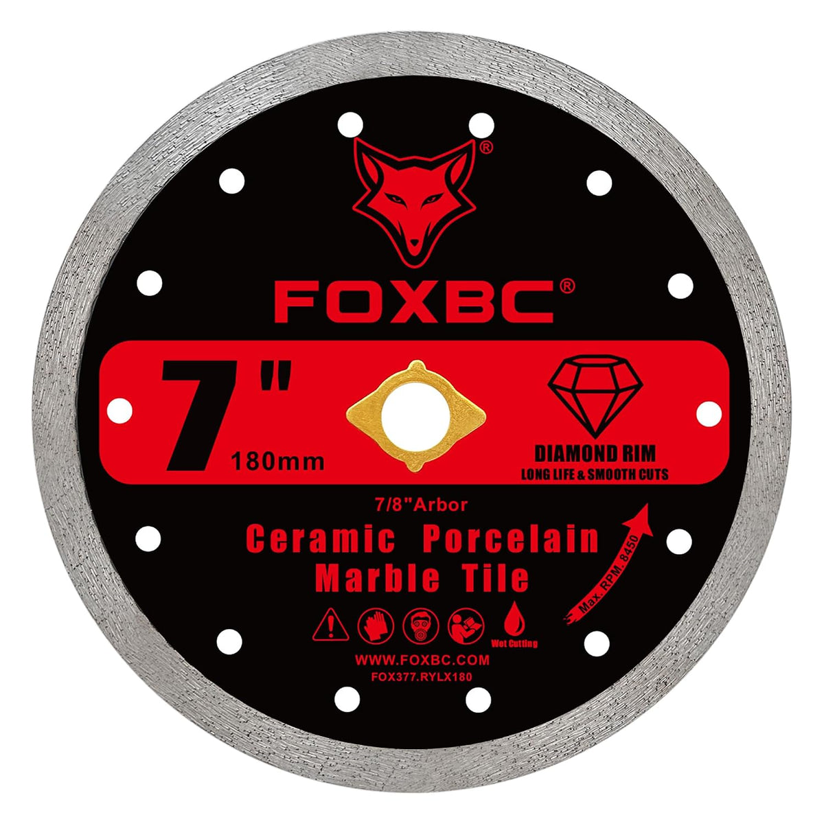 FOXBC 7 Inch Continuous Rim Diamond Blade Masonry Cut-Off Disc - 2 Pack