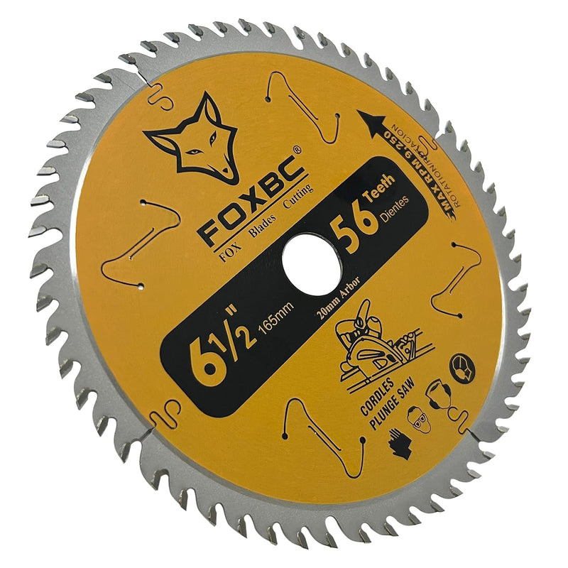 FOXBC 6-1/2" 56T Carbide-Tipped Track Saw Blade for Makita B-07353 Plunge Circular Saw, Wen CT1065, Replacement for Makita B-57342, Wen BL655 Saw Blade