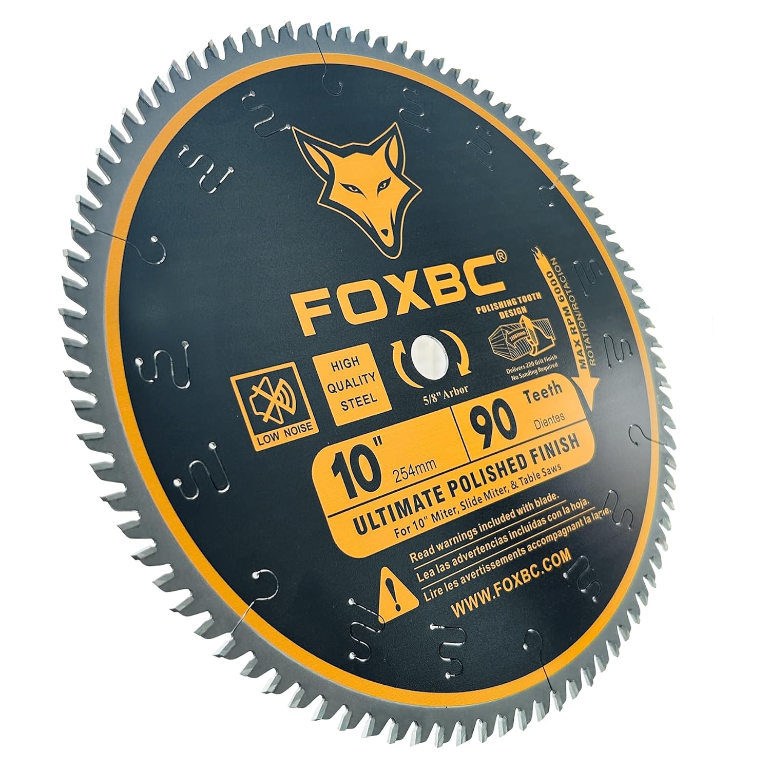 FOXBC 10-Inch Saw Blade 90-Teeth Ultimate Polished Finish Saw Blade for Wood, 5/8-Inch Arbor