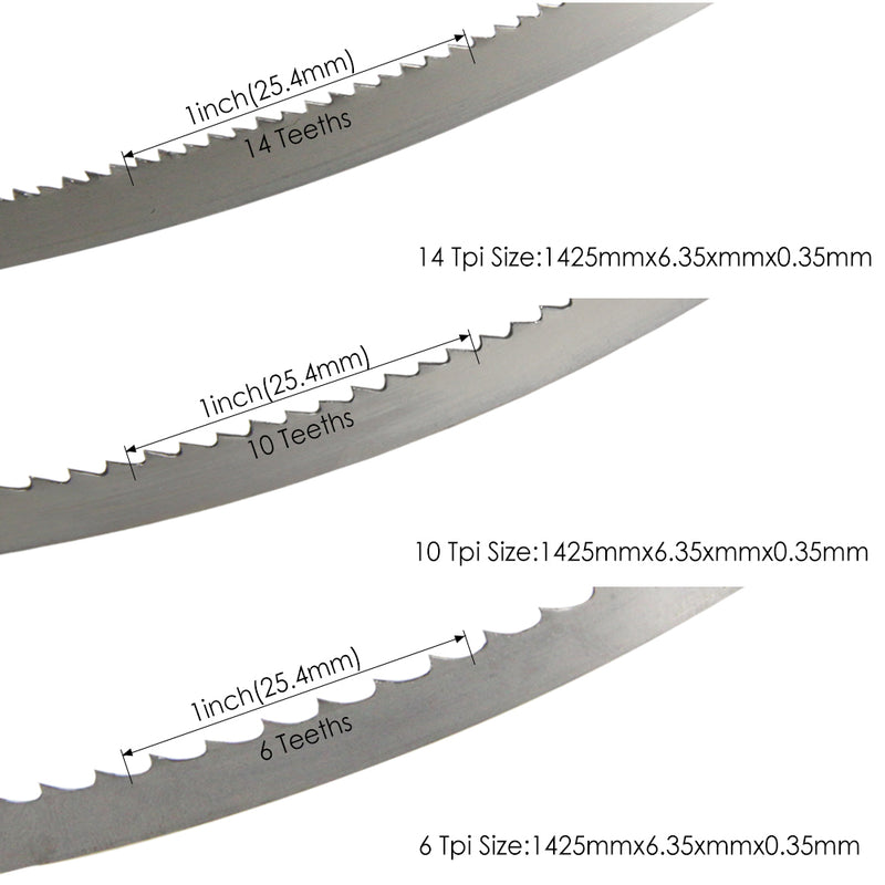 Bandsaw Blade 56''x1/4'' 1425x6.35mm 6TPI, 10TPI, 14TPI for 8'' Delta, Draper, Nutool, FOX, Silverline Band Saw - 2PC