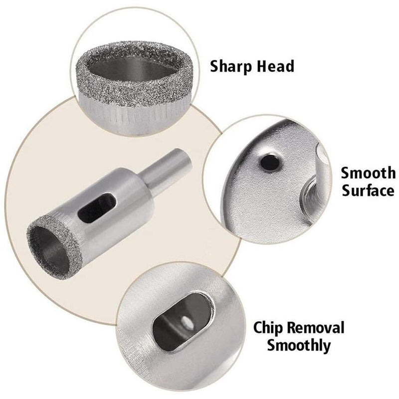 3mm-45mm Diamond Coated Drill Bit Set 15PCS Hole Saw Set for Tile Marble Glass Ceramic Hole Saw Drill Diamond Core Bit