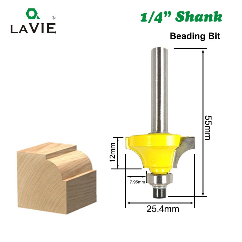 3pcs 1/4 Shank Wood Router Bits Set Beading Bit Roman Ogee Bit with Bearing Double Flutes Woodworking Tools Tungsten Carbide